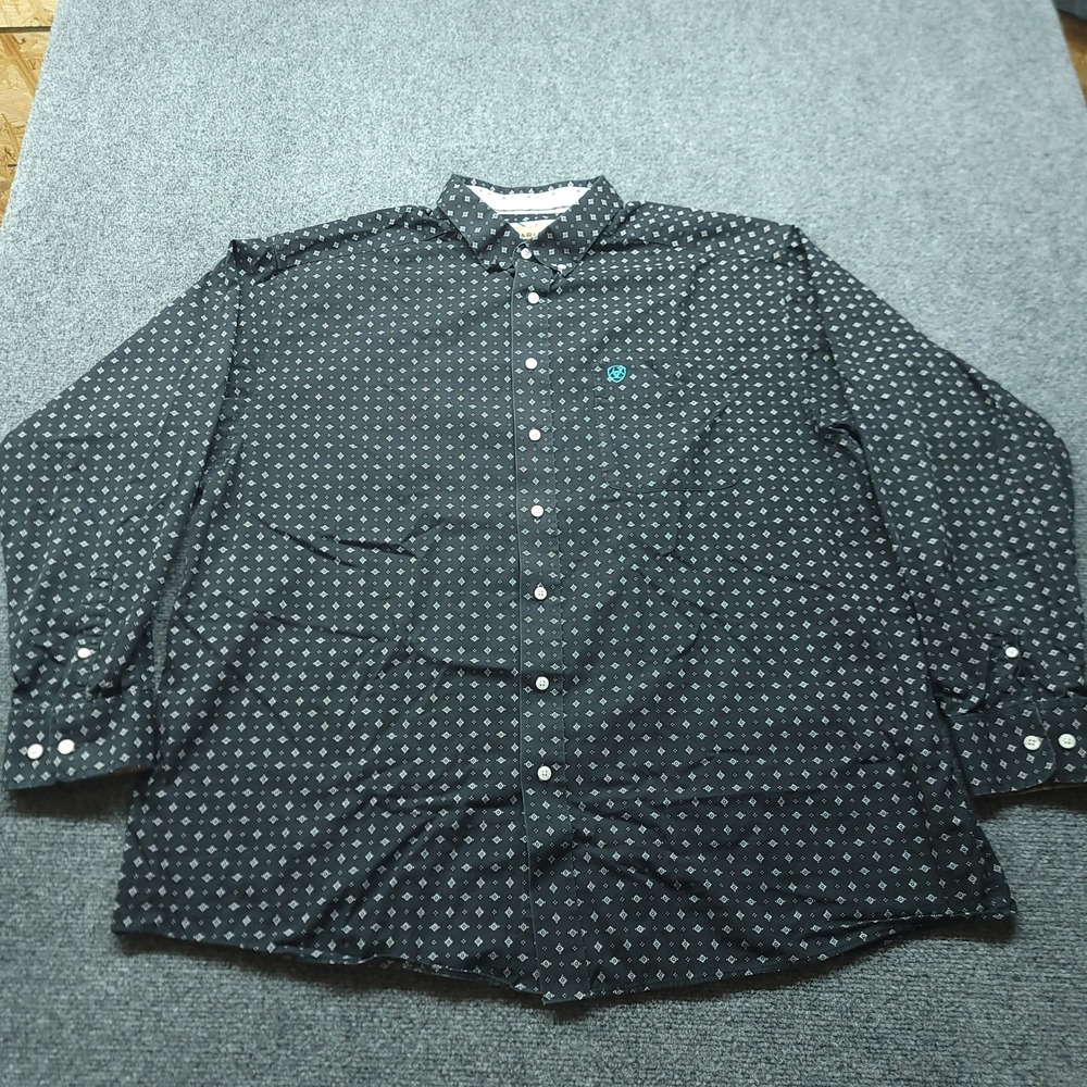 Ariat Mens WF Seth Wrinkle Free Button Down Shirt XXL Black Diamond 10048411